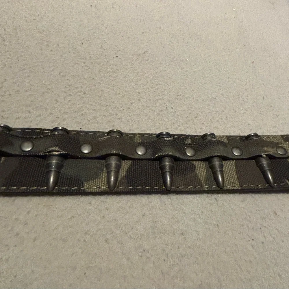 Men's Camo Canvas Faux Ammunition Studded Belt Sz 36 Gorpcore Streetwear